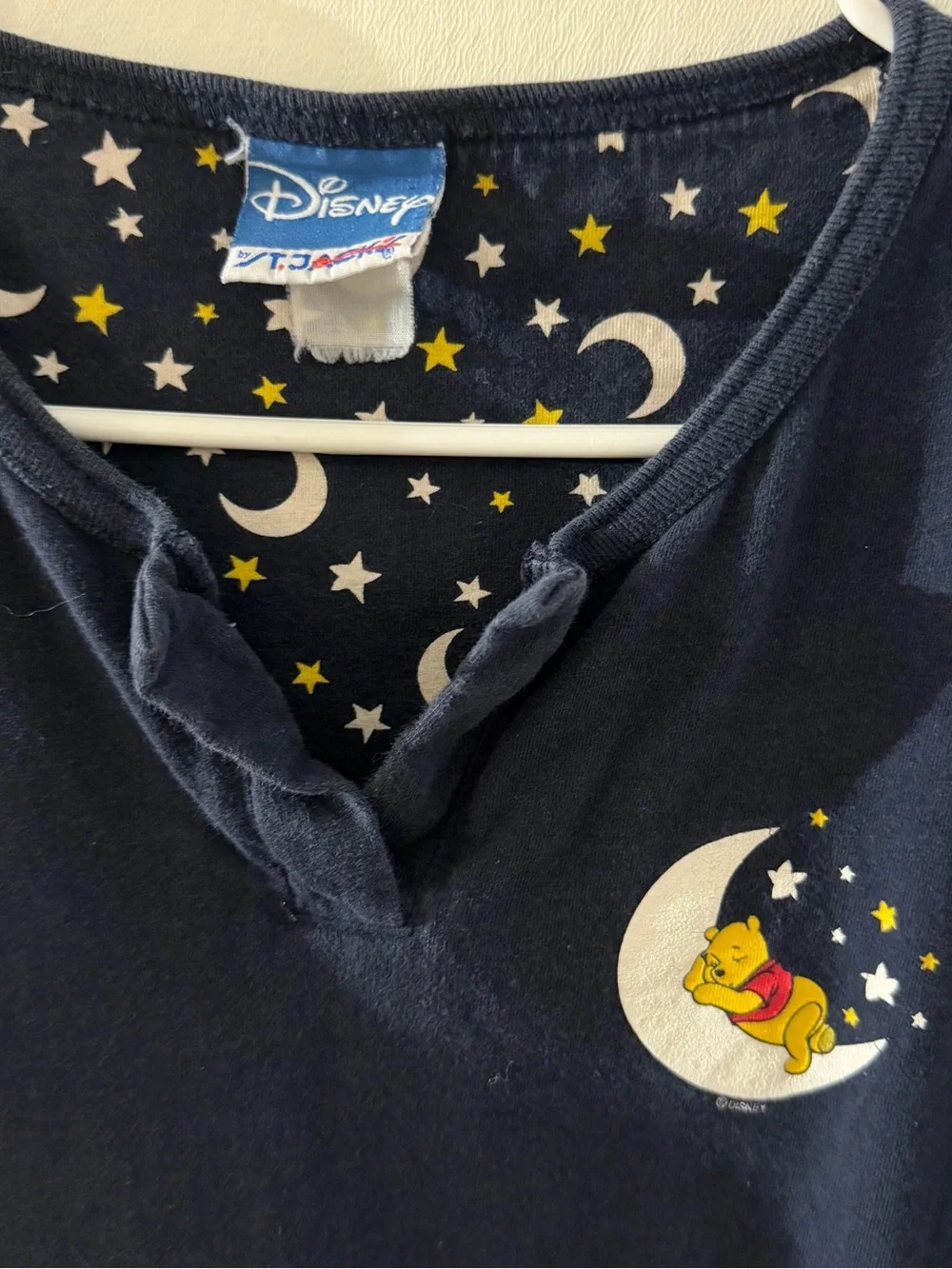 Vintage Disney Winnie The Pooh Size L/XL Sleep Nightgown Stars & Moon Y2K Cozy - Picture 4 of 9